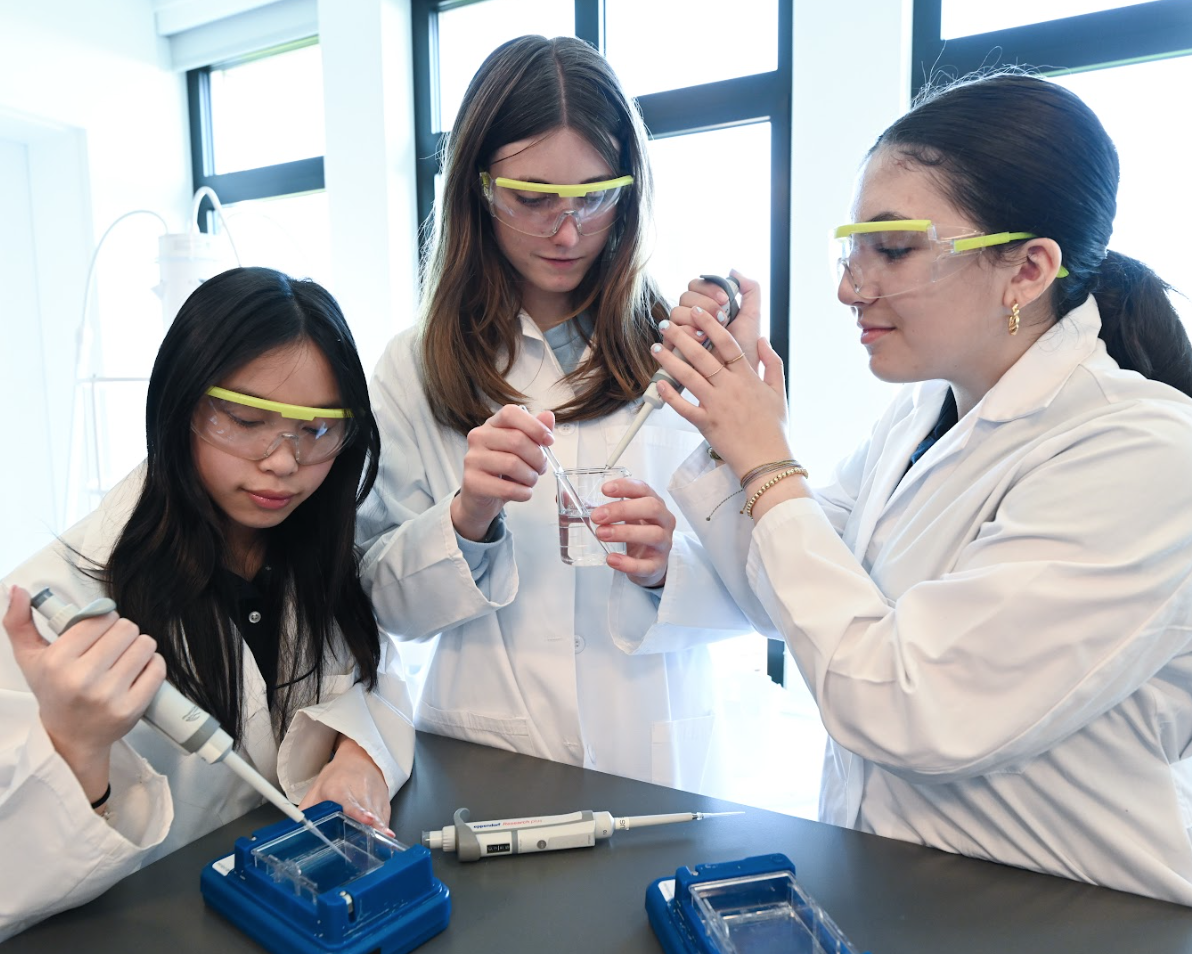 upper school student in science class